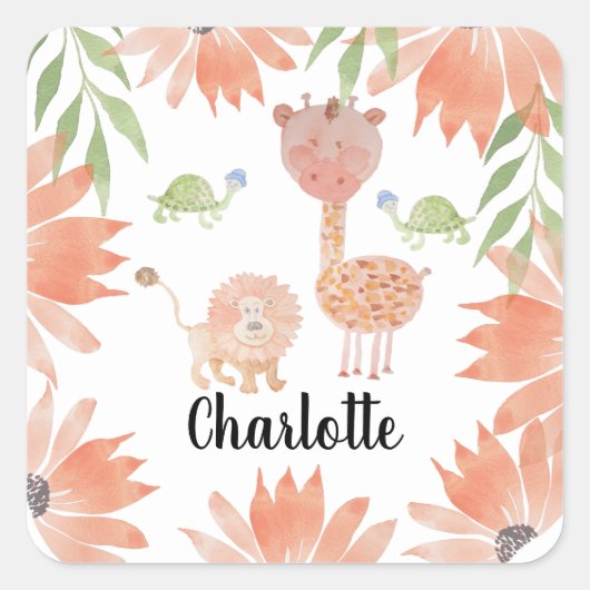 Baby Waterverf handbeschilderd Vierkante Sticker (Voorkant)