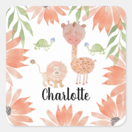 Baby Waterverf handbeschilderd Vierkante Sticker