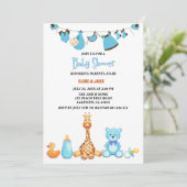 Baby Waterverf Kleding & Speelgoed Baby shower Kaart (Staand voorkant)