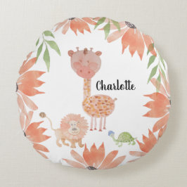 Baby Waterverf met handbeschilderde monogrammen Rond Kussen