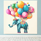 Baby Waterverf olifantenballon Canvas Afdruk (Insitu (Houten vloer))