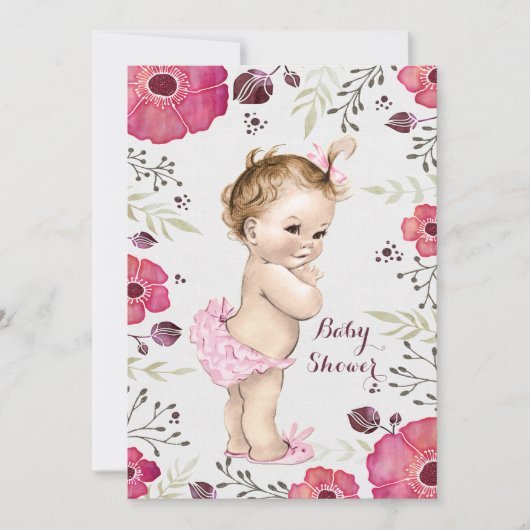  Baby Waterverf Poppies Baby shower Kaart (Voorkant)
