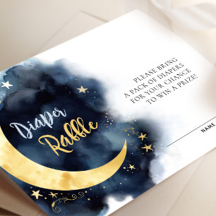 Baby Waterverf van diaper Raffle Tickets Moon Star Informatiekaartje