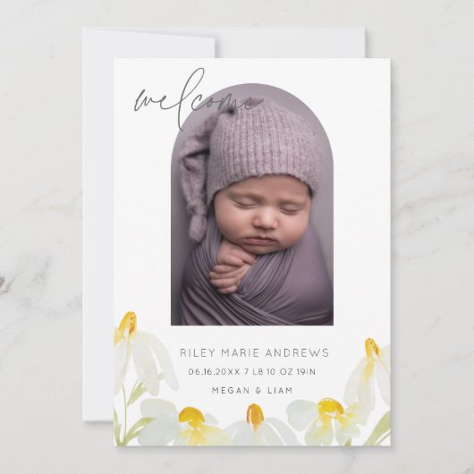 Baby waterverf wildflower aankondiging (Voorkant)