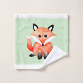 Baby Waterverf Woodland Forest Fox met naam Bad Handdoek (Wasdoekje)