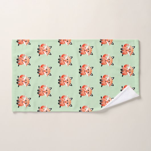 Baby Waterverf Woodland Forest Fox met naam Bad Handdoek (Handdoek)