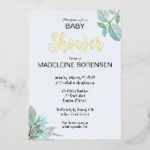 BABY Waterverf & Woodland Gold Foil Uitnodiging