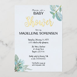 BABY Waterverf & Woodland Gold Foil Uitnodiging