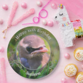 Baby Waxwing Bird gepersonaliseerd verjaardagsfees Papieren Bordje (Feest)
