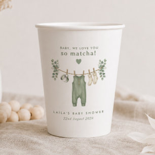 Baby, we houden zoveel van je Matcha! Papieren Bekers