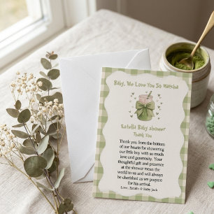 Baby We Love You So Matcha Groene boog Bedankkaart