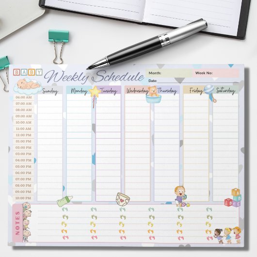 Baby Weekschema Planner Pastel Blue thema Notitieblok
