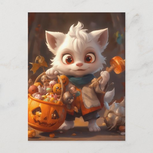 Baby weerwolf met Snoepjes mand Briefkaart (Voorkant)