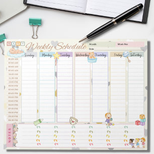 Baby Wekelijks schema Planner Pastel Geel thema Notitieblok