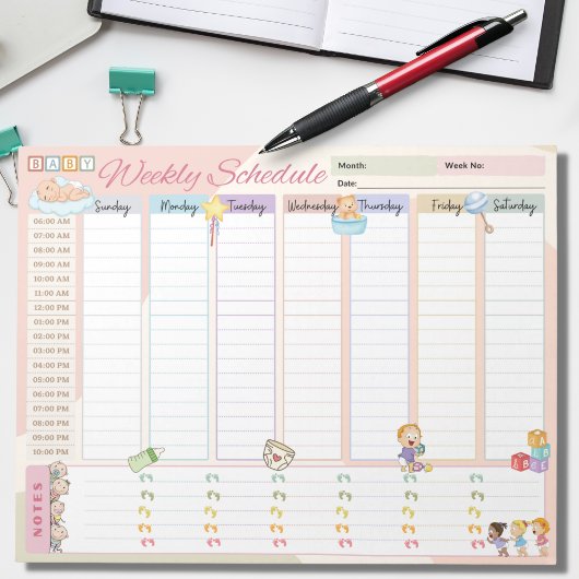 Baby Wekelijkse schema planner veelkleurige thema Notitieblok