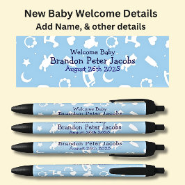 Baby Welcome - Naam en details toevoegen op Blue Zwarte Inkt Pen