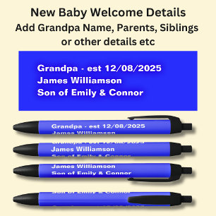 Baby Welcome Pen, namen en details toevoegen Zwarte Inkt Pen