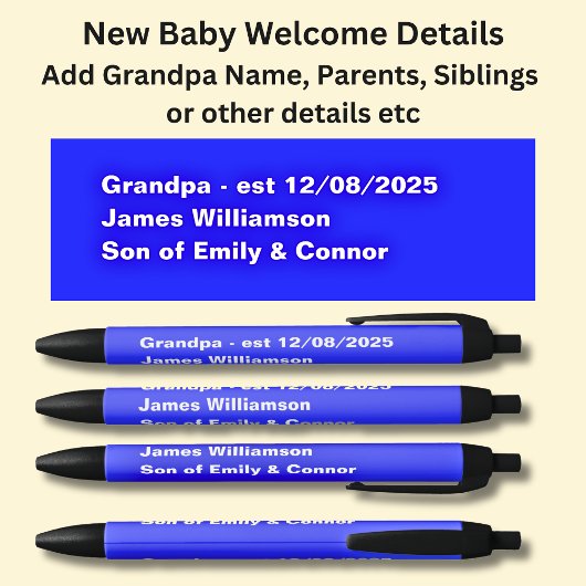 Baby Welcome Pen, namen en details toevoegen Zwarte Inkt Pen