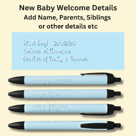 Baby Welcome Pen, namen en details toevoegen Zwarte Inkt Pen