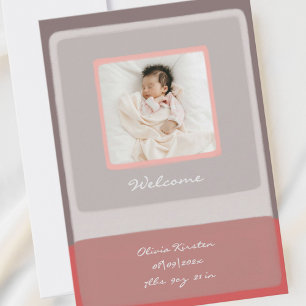 Baby Welkom Dank u pasgeboren Kaart