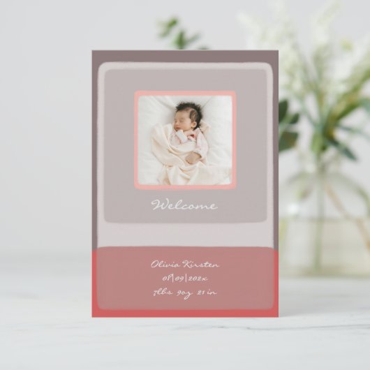 Baby Welkom Dank u pasgeboren Kaart (Staand voorkant)