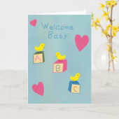 Baby wenskaart kaart (Gele Bloem)