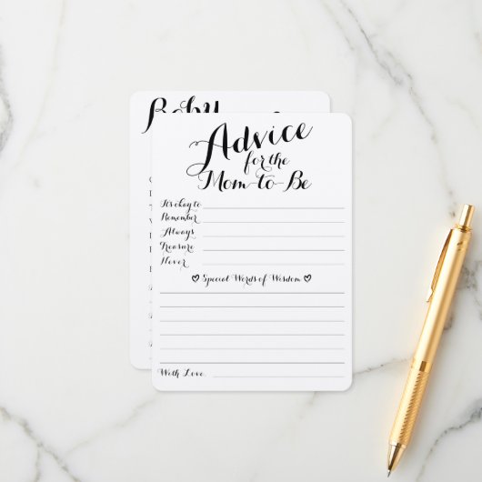 Baby wenst advies en voorspelling van dubbelzijdig informatiekaartje (Voorkant / Achterkant in situ)