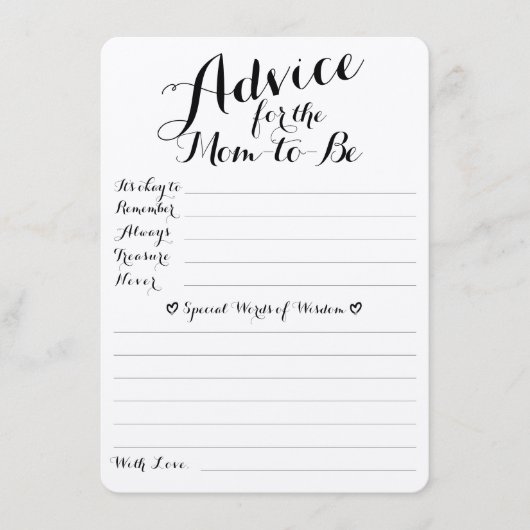 Baby wenst advies en voorspelling van dubbelzijdig informatiekaartje (Voorkant)