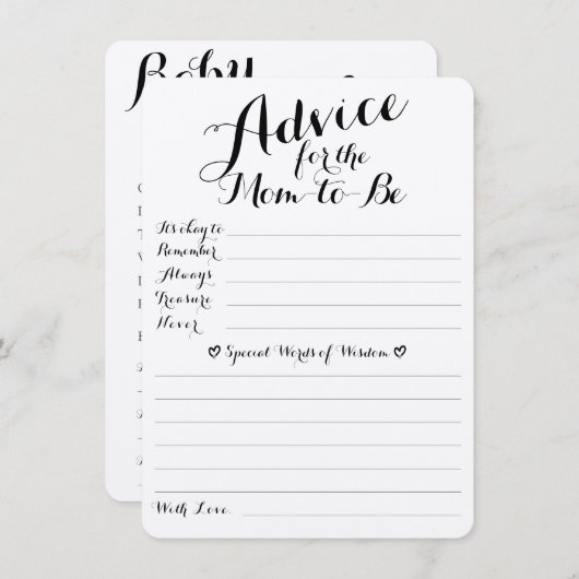 Baby wenst advies en voorspelling van dubbelzijdig informatiekaartje (Voorkant / Achterkant)