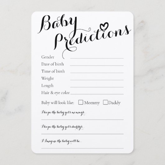 Baby wenst advies en voorspelling van dubbelzijdig informatiekaartje (Achterkant)