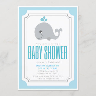 Baby Whale Baby shower Invitation Kaart