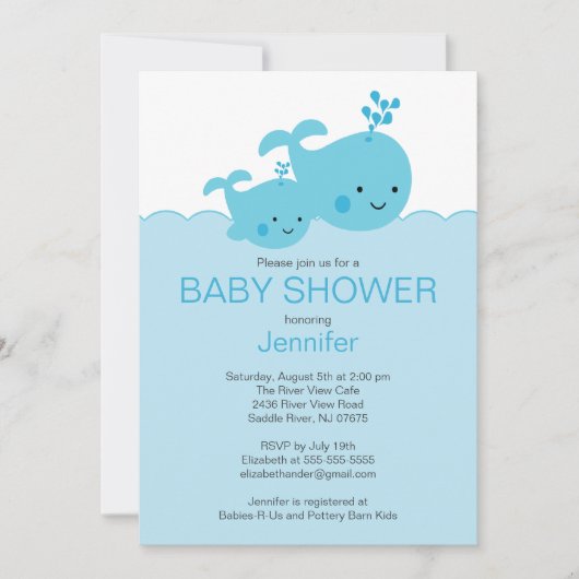 Baby Whale Baby Shower-uitvindingen Kaart (Voorkant)