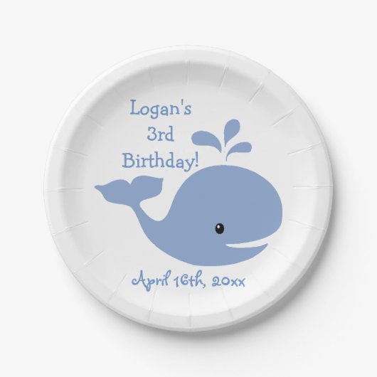 Baby Whale Birthday Papieren Bordje (Voorkant)