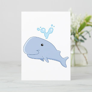 Baby Whale Blue Animal Invitation Kaart