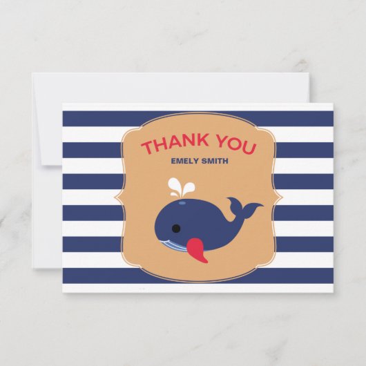 Baby Whale Flat Hartelijk dank Bedankkaart (Voorkant)