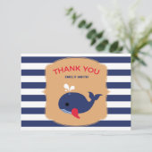 Baby Whale Flat Hartelijk dank Bedankkaart (Staand voorkant)