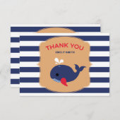 Baby Whale Flat Hartelijk dank Bedankkaart (Voorkant / Achterkant)