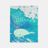 Baby Whale Gold Sparkle Blue Nautical Personal Fleece Deken (Voorkant)