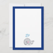 Baby Whale Little Squirt Boy Shower Invitation Kaart (Achterkant)
