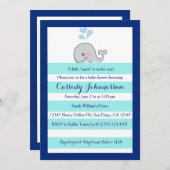 Baby Whale Little Squirt Boy Shower Invitation Kaart (Voorkant / Achterkant)