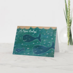 Baby Whale New Baby Gefeliciteerd Blauw Kaart
