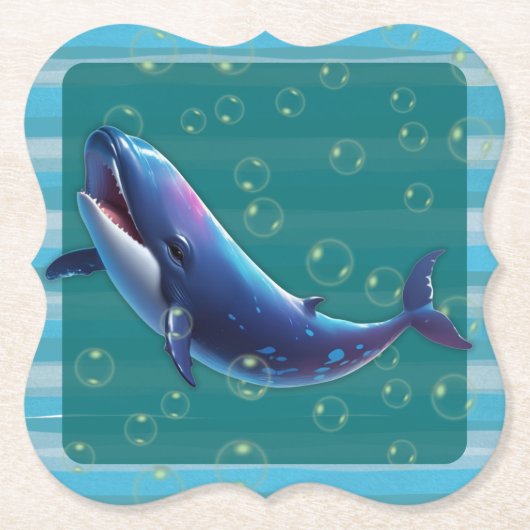 Baby Whale Paper Coasters Kartonnen Onderzetters (Voorkant)