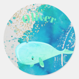 Baby Whale Sparkle Blue Nautical Personal Ronde Sticker