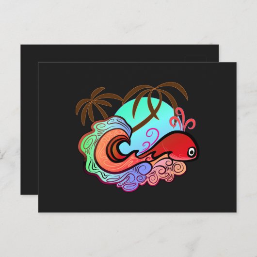 Baby Whale Surfer Briefkaart (Voorkant / Achterkant)