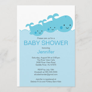Baby Whales Twin Baby Shower Invitations Kaart