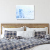 Baby White Artic Fox bij sneeuw Canvas Afdruk (Insitu (Slaapkamer))