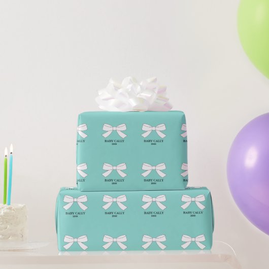 Baby White Bows Sprinkle Shower Party - Persoonlij Cadeaupapier (Feestgeschenken)