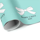 Baby White Bows Sprinkle Shower Party - Persoonlij Cadeaupapier (Rol Hoek)