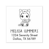 Baby White Cat Costume Address Zelfinktende Stempel (Design)