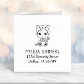 Baby White Cat Costume Address Zelfinktende Stempel